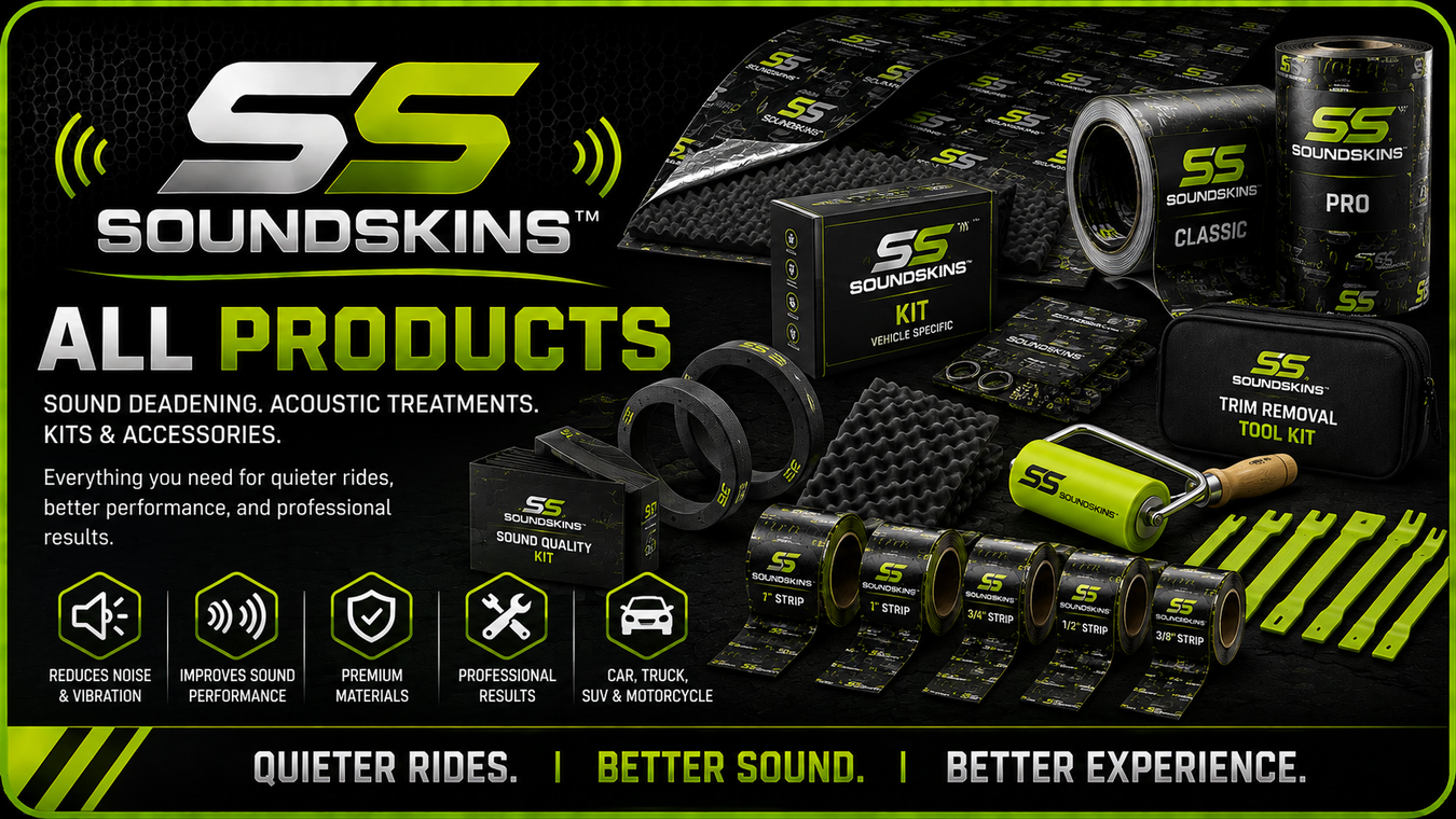 SoundSkins sound deadening, vehicle-specific car audio kits, acoustic treatments and professional installation accessories