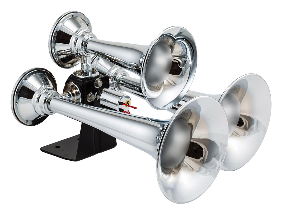 Kleinn - 500 - Chrome plated ABS triple train horn w/Vortex™ 4 solenoid valve