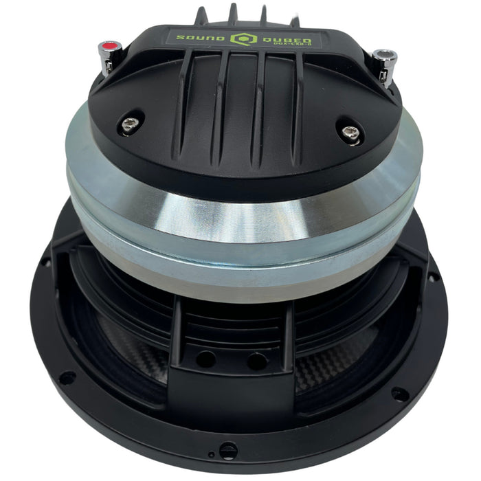 SoundQubed - BGX-CX8-8 - 8" Pro Hybrid Neodymium midrange with a carbon fiber cone
2.6" 8 ohm Voice Coil Woofer400w/800w - 3" voice coil Horn - 150w/300w Bi-Amplification is recommended for peak performance
Frequency Response 40Hz - 20KHz