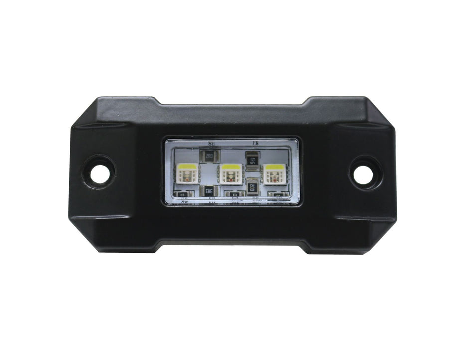 Race Sport - 12VRGB1 NEW - 12-Volt RGB MultiColor Single High Power LED Rock Light Custom Pod with 15-Feet of 4-Wire Cable