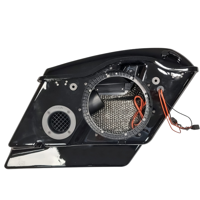 Cicada Audio - 14HDXBAG10LID69 - H-D® 2014-2023 EXTENDED Saddlebag System fully assembled. Includes: