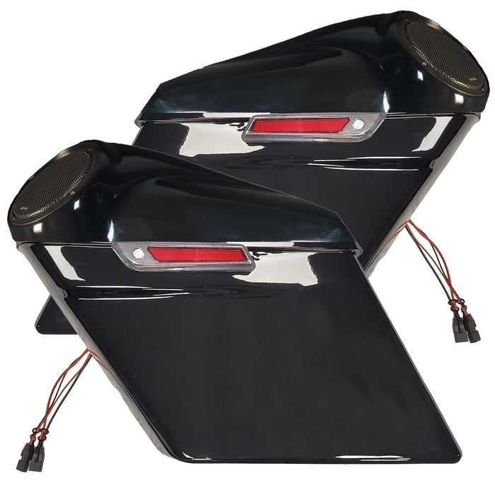 Cicada Audio - 14HDXBAG10LID8 - H-D® 2014-2023 EXTENDED Saddlebag System fully assembled. Includes: