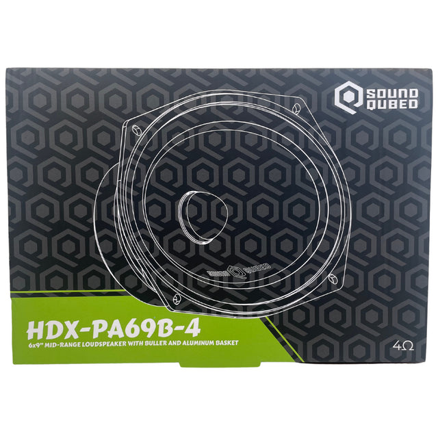 SoundQubed - HDX-PA69B-4 - 6x9" midrange with bullet - 1.5" 4 ohm Voice Coil - 300w/600w Frequency Response 80Hz - 12.5KHz