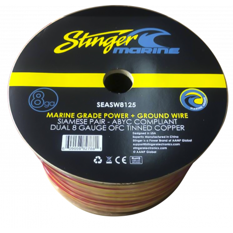 Stinger - SEASW4125 - STINGER MARINE SIAMESE POWER GROUND WIRE 4 GAUGE 125 FT
