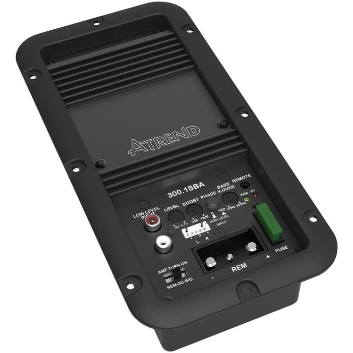 The 300.1SBA is an enclosed 336 watt RMS, Class D amplifier built into an air tight, impact resistant ABS enclosure with sealed subwoofer leads to prevent internal sub box air from leaking into and out of the amplifier