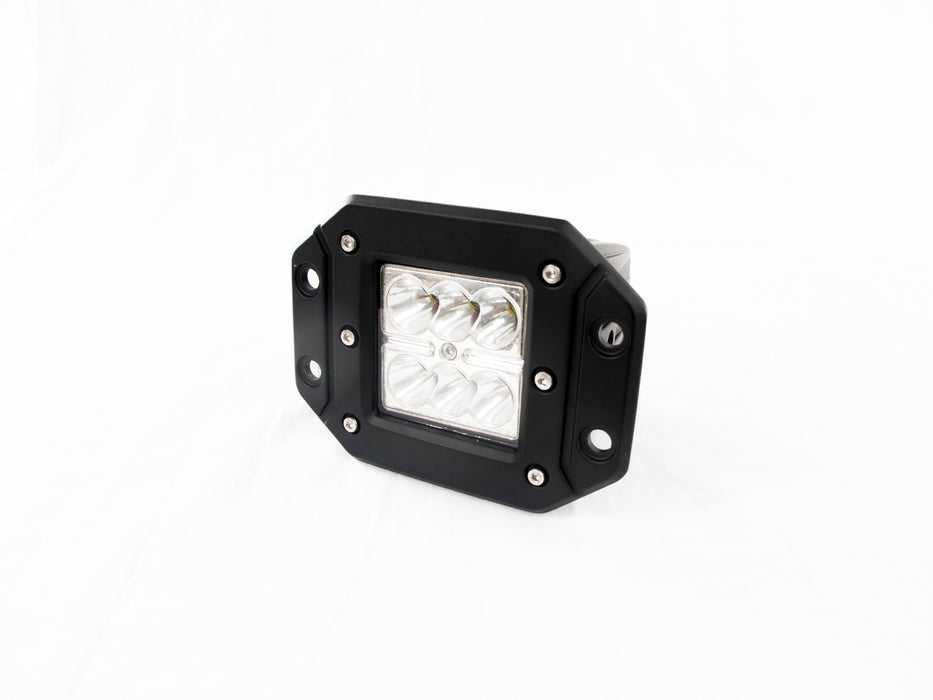 Race Sport RS18W6LEDFM - BLACK SHELL - Flush Mountable 18Watt 6-LED High-Powered 3x3 LED Spot Light with White L.E.D.