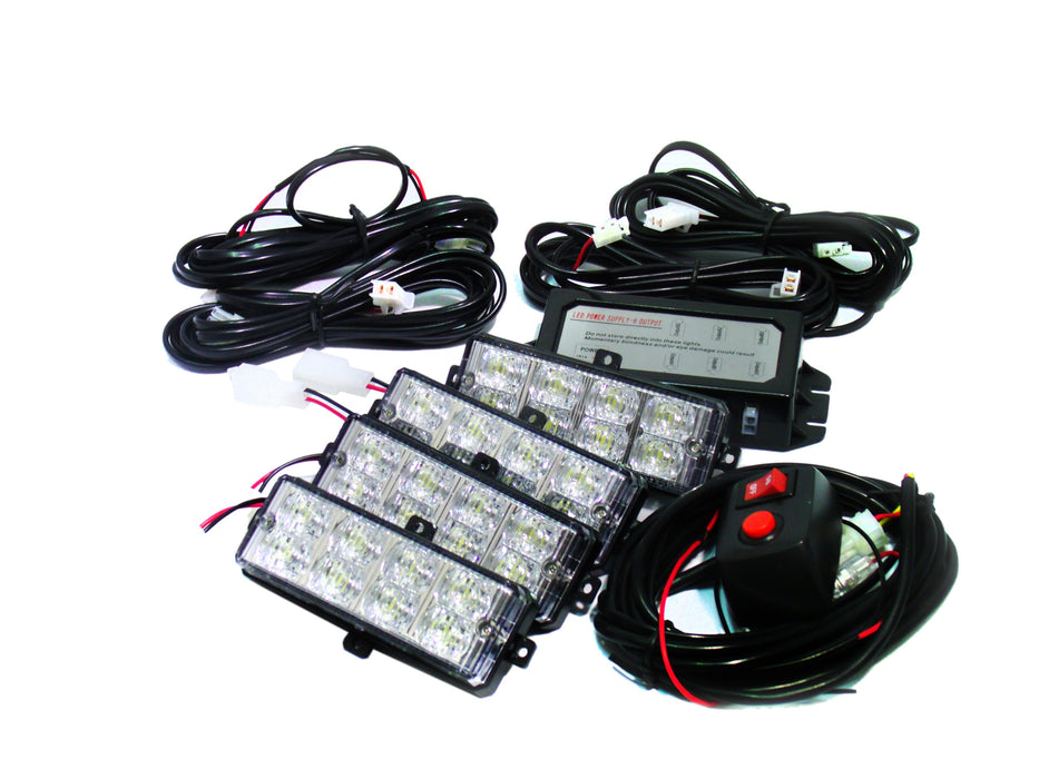 Race Sport RS2814LEDW - (4) LED Grille Strobe Light Kit (White)