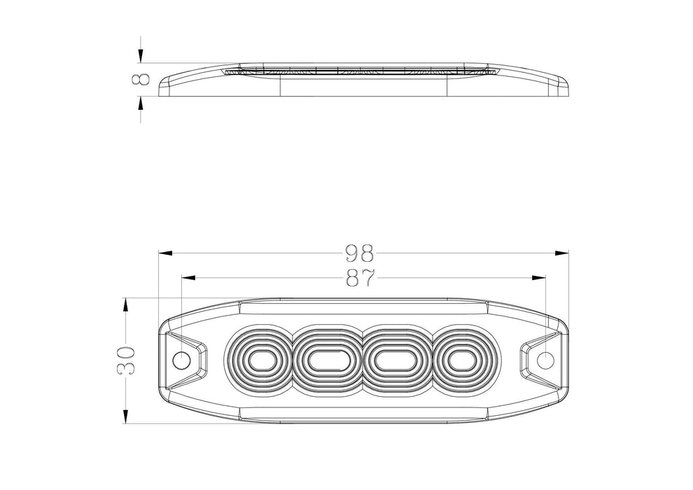 Race Sport RS3020BSP - WHITE-AMBER Strobe Pro Series 4-LED Ultra thin style marker strobes with stylish clear lens face - Self Strobing pattern settings