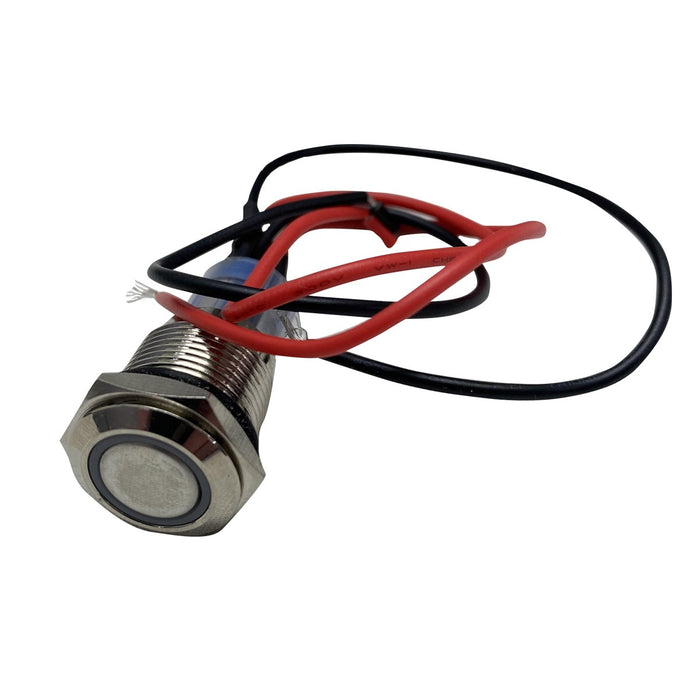 RaceSport - RS-16MM-LEDG - 16mm Flush Mount LED Momentary Switch (GREEN) (Sold Each) - Comes pre-wired with voltage regulation resistor.