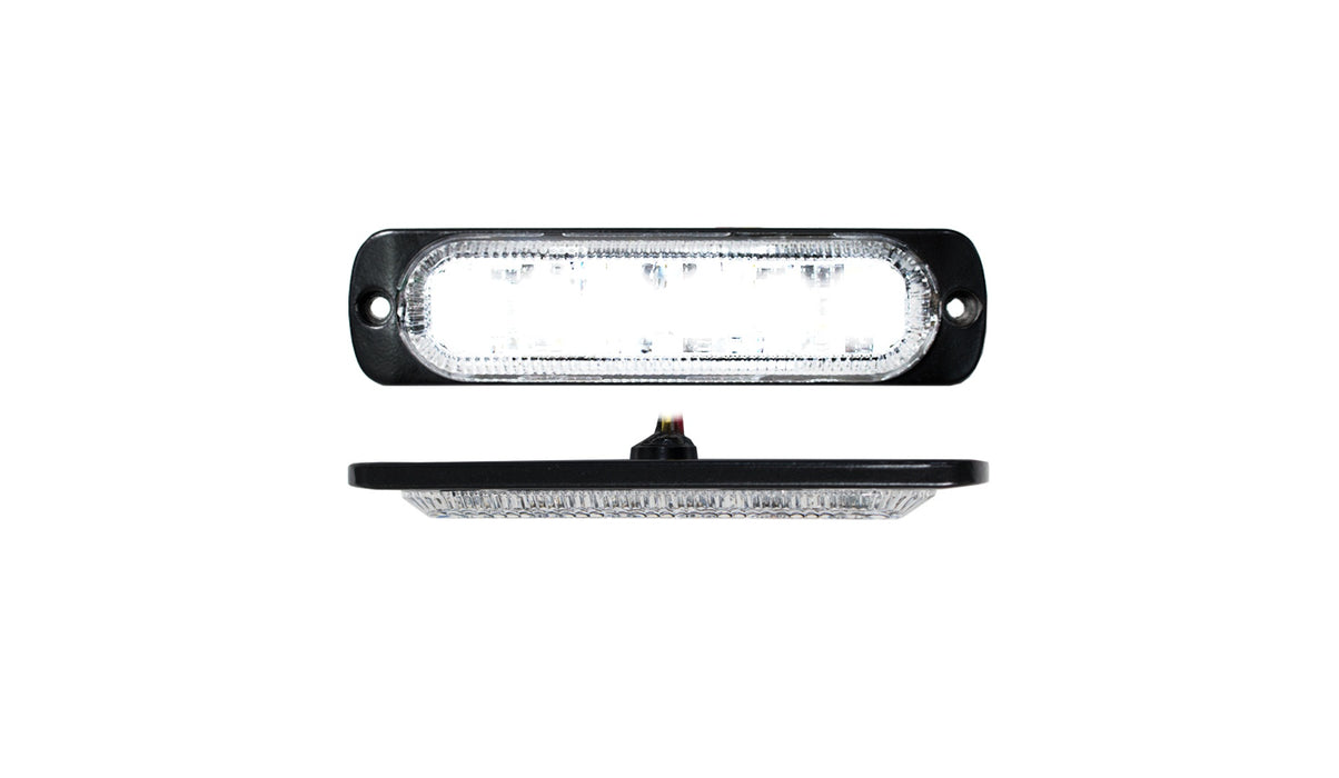 Race Sport RS70016W - 6-LED Ultra Slim Flush Mount 19-Flash Pattern Marker Strobe Light (White)