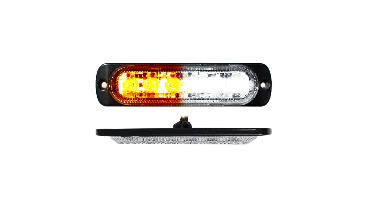 Race Sport RS70016WA - Switching 6-LED Ultra Slim Flush Mount 19-Flash Pattern Marker Strobe Light (White/Amber)