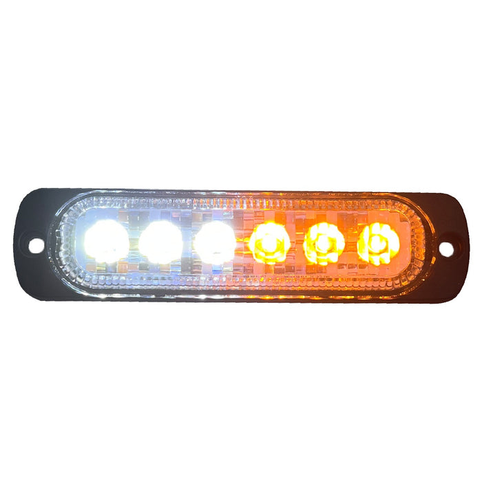 Race Sport RS70016WA - Switching 6-LED Ultra Slim Flush Mount 19-Flash Pattern Marker Strobe Light (White/Amber)