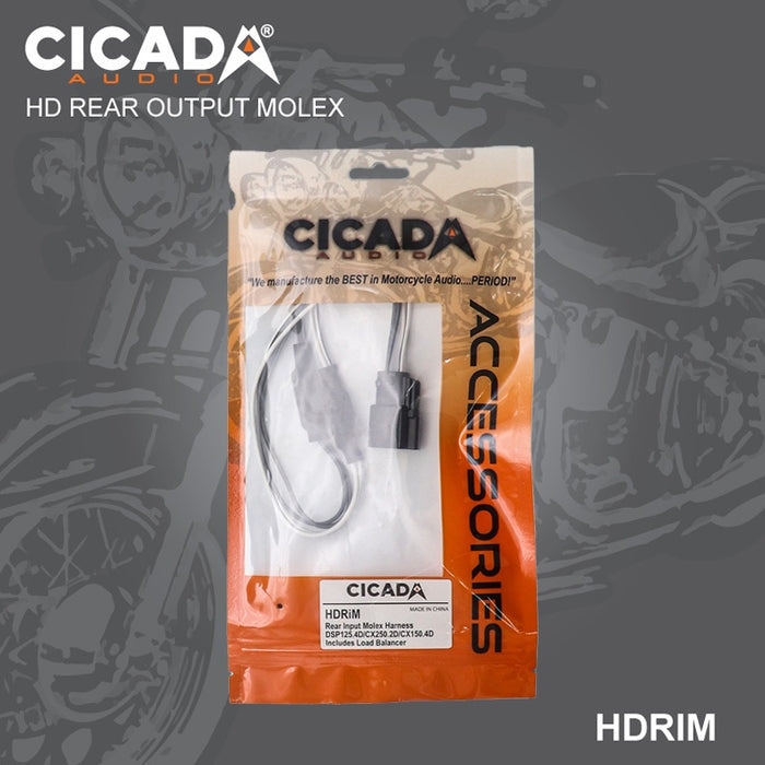 Cicada - HDFoM - Front Input Molex Harness For: DSP125.4D/ DSP150.4D/CX250.2D/ CX150.4D"PLUG & PLAY" Into HD speaker wiring harness