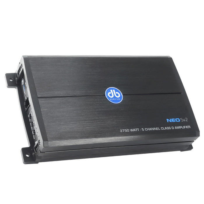 DB Drive - NEO5V2 - 100 WATTS x 4 / 1 x 1500W @ 2 Ohms MINI CLASS D FULL RANGES 5 CH. AMP