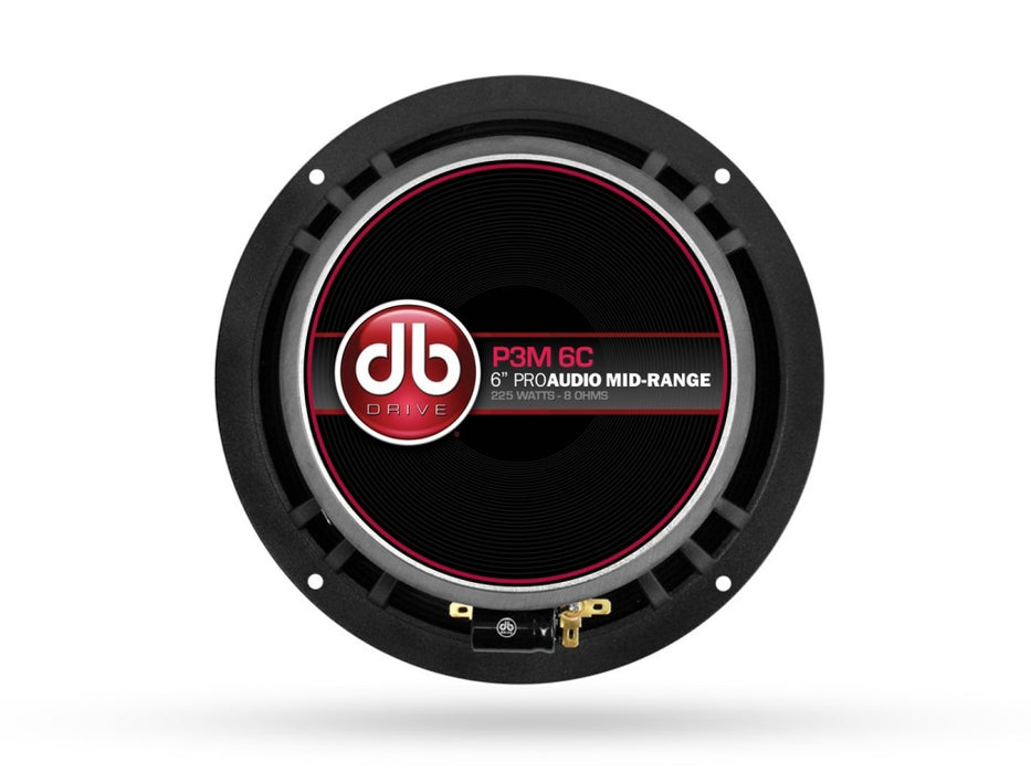 DB Drive - P3M 6C - 6" 225 WATT HIGH EFFICIENCY SHALLOW MOUNT DIE CAST PRO AUDIO MID RANGE SPEAKER W/GRILL - (SNG)  (F11)