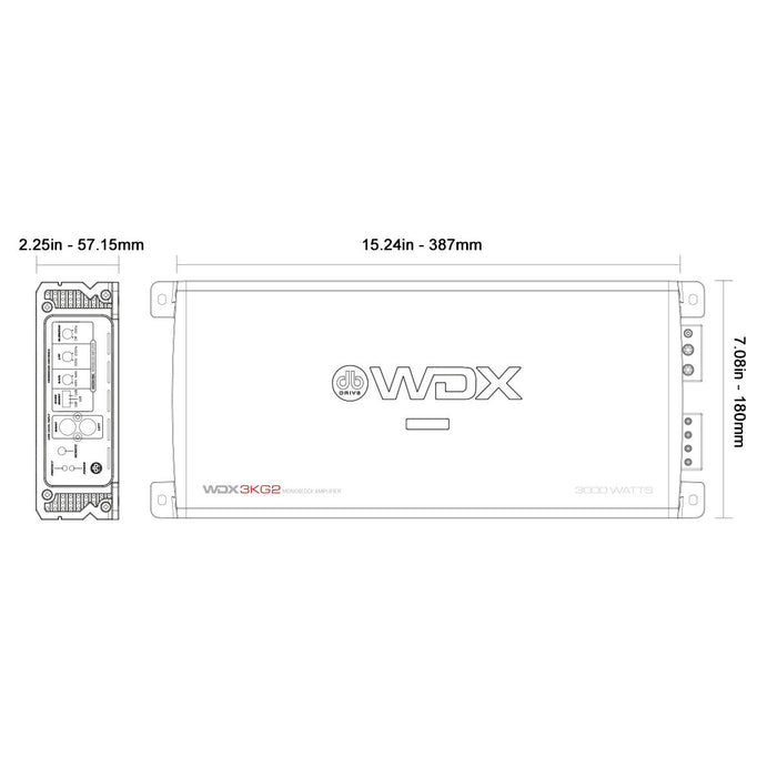 DB Drive - WDX3KG2 - 1 x 3000W @ 1 OHM CLASS D WDX MONOBLOCK AMPLIFIER