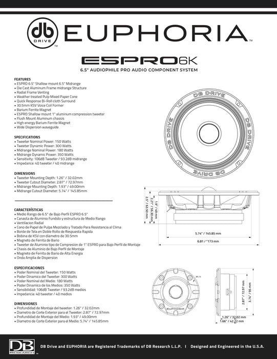 Euphoria - E5PRO6K -E5PRO 6.5" Shallow mount 6.5" Midrange