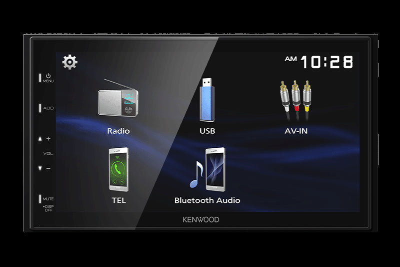 Kenwood - DMX129BT - 6.8" WVGA Monitor USB Mirroring Ready for Android 13 Band EQ with Digital Time Alignment Rear View Camera Input with Parking Guidelines Built-in Bluetooth® 2 Preouts 2V with Subwoofer out