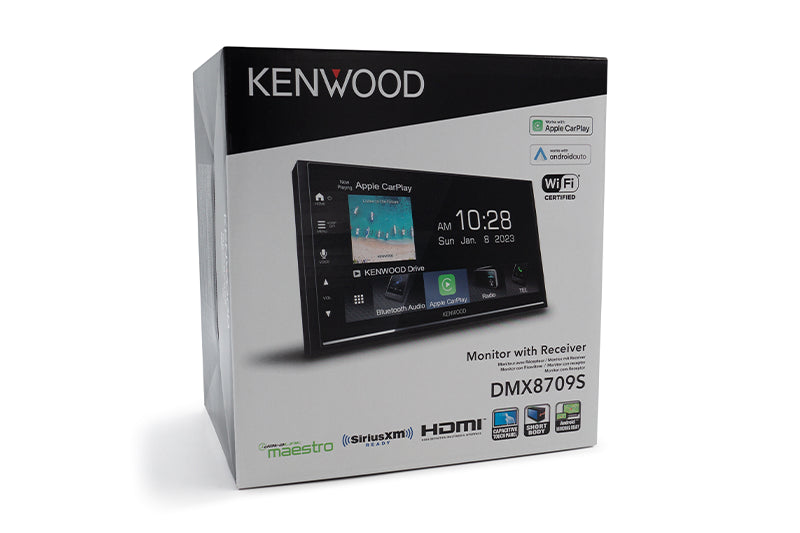 Kenwood - DMX8709S 6.8" Capacitive Touch Screen Wireless & Wired Apple CarPlay Ready Wireless & Wired Android Auto Ready Wired Android Mirroring Bluetooth w/Album Artwork Display 3 Camera Inputs (AV-IN Assignable)  3-Way Crossover Viewing Angle Adjustment