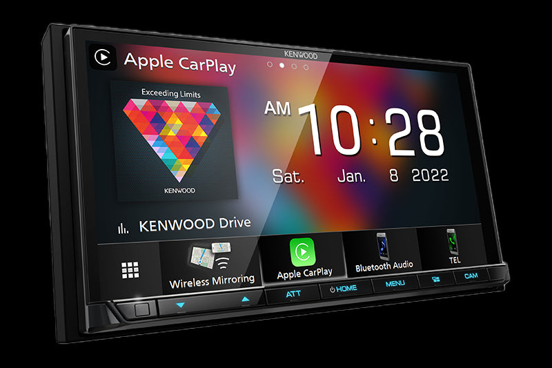 Kenwood - DMX9708S - 6.95" Capacitive Screen Media Receiver, Wireless/Wired CarPlay & Android Auto, HDMI Input, Wireless Mirroring with compatible Android phones, 4 Camera Input,  Input (F orR), iDatalink Maestro Ready, SXM Ready, Three 4Volt Preouts (F,R