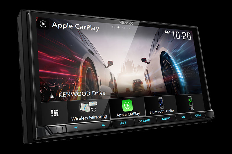 Kenwood - DMX9708S - 6.95" Capacitive Screen Media Receiver, Wireless/Wired CarPlay & Android Auto, HDMI Input, Wireless Mirroring with compatible Android phones, 4 Camera Input,  Input (F orR), iDatalink Maestro Ready, SXM Ready, Three 4Volt Preouts (F,R