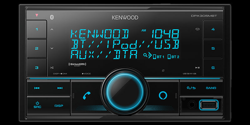 Kenwood - DPX305MBT - Media Receiver, Bluetooth, Alexa Built-in, Alexa wake word enabled,  Front USB & AUX, Variable Illumination, SiriusXM Ready, (3)2.5V RCA Preouts, Remote APP ready