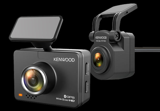 Kenwood - DRV-A510WDP Front and Rear Wide Quad HD Dash Cam System (2616 x 1964), WiFi Connection for Phone APP (IOS or Android), Over the Air Firmware updates via
App, Compact Design (58.5mm x 42.8mm x 24.4mm), Motion Sensor, Parking Mode, USB C to USB A