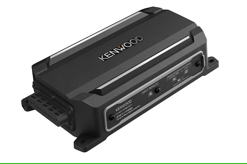 Kenwood - KAC-M5001 - IP67/IP66  Waterproof Mono Compact Power Amplifier, ASTM B117 Salt Spray Certified, Wired Level Control Knob for remote mounting, Low- Pass Filters (50-200Hz), 200W x 1 @ 4 ohms, 300W x 1 @ 2ohm