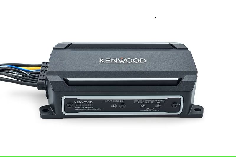 Kenwood - KAC-M5001 - IP67/IP66  Waterproof Mono Compact Power Amplifier, ASTM B117 Salt Spray Certified, Wired Level Control Knob for remote mounting, Low- Pass Filters (50-200Hz), 200W x 1 @ 4 ohms, 300W x 1 @ 2ohm