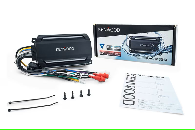 Kenwood - KAC-M5014 - IP67/IP66  Waterproof 4-Channel Compact Power Amplifier, ASTM B117 Salt Spray Certified,  High-Pass & Low-Pass Filters (50-200Hz),75W x 4 @ 2-ohms, 150W x 2 Bridged Power