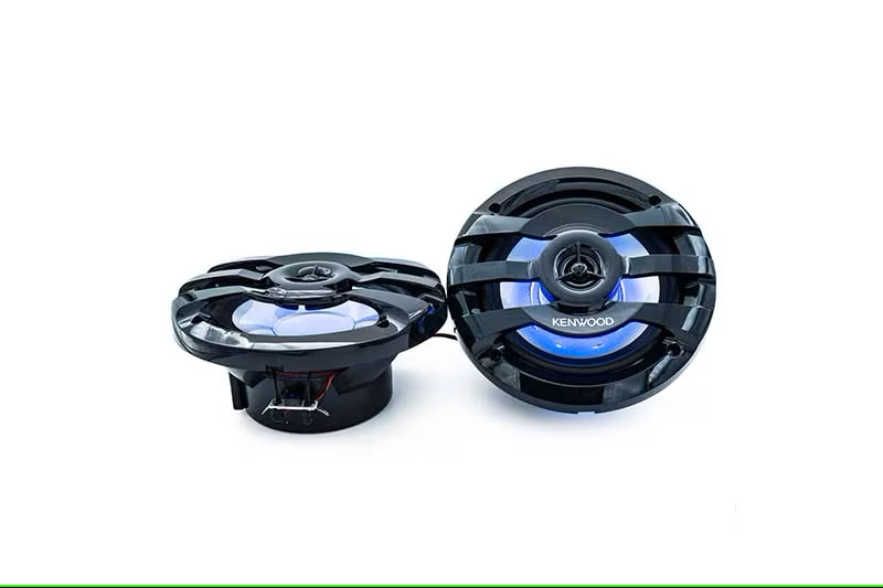 Kenwood - KFC-1673MRBL - 6.75" 2-Way Marine Speaker(Black) with RGB Lighting , Remote Control Included, 260 Max Power