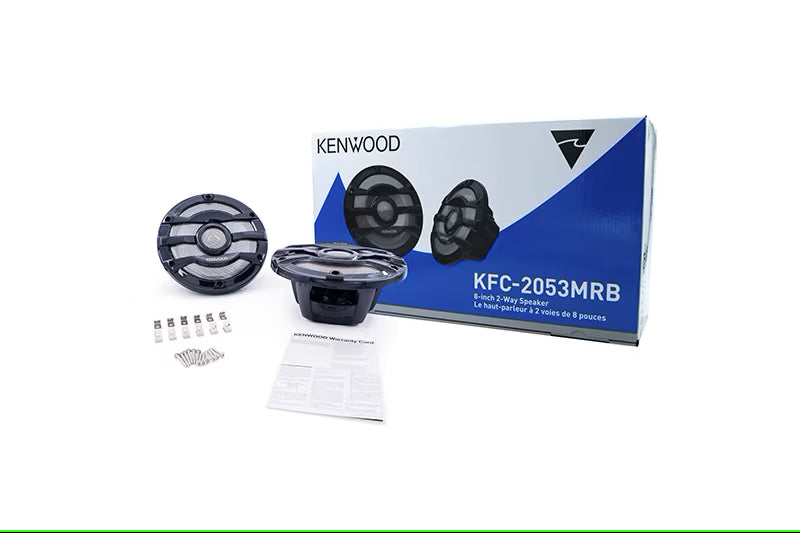 Kenwood - KFC-2053MRB - 8" 2-way Marine Speaker System (Black), 300W Max Power, Stainless steel mesh grill