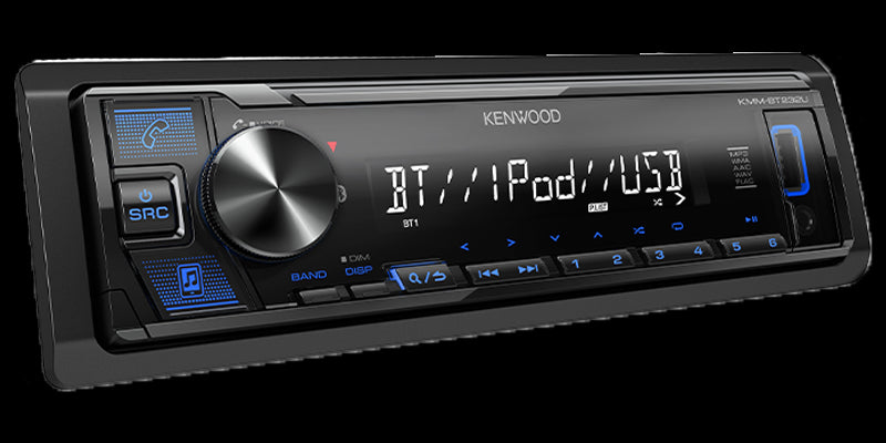 Kenwood - KMM-BT232U - Media Receiver with Bluetooth, Front USB & AUX, Blue Illumination, Short Chassis, (1)2.5V RCA Preout, Remote APP Ready