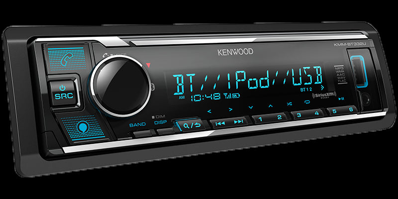 Kenwood - KMM-BT332U - Media Receiver with Bluetooth, Alexa Built-in, Alexa wake word enabled,  Front USB, SiriusXM Ready, KENWOOD Music Mix, Remote App Ready, (3)2.5 Volt Pre-outs