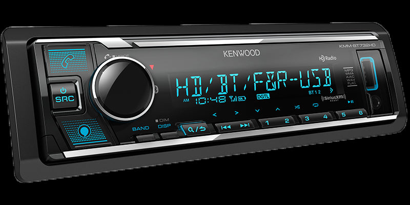 Kenwood - KMM-BT732HD - Media Receiver with Bluetooth, Alexa Built-in, Alexa wake word enabled, HD Radio, Front & Rear USB, SiriusXM Ready, KENWOOD Music Mix, Remote App Ready, (3)4Volt Pre-outs