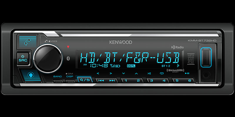 Kenwood - KMM-BT732HD - Media Receiver with Bluetooth, Alexa Built-in, Alexa wake word enabled, HD Radio, Front & Rear USB, SiriusXM Ready, KENWOOD Music Mix, Remote App Ready, (3)4Volt Pre-outs