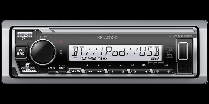 Kenwood - KMR-M332BT - Marine Media Receiver, Bluetooth, Front USB and AUX,   SiriusXM Ready, Conformal Coated,KENWOOD Music Mix,Remote App Ready, (3)4Volt Pre-Outs