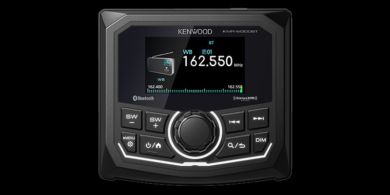 Kenwood KMR-M300BT Marine Mechless Gauge-Style Digital Multimedia Receiver, Weather Band Tuner, Rear View Camera Input, Marine