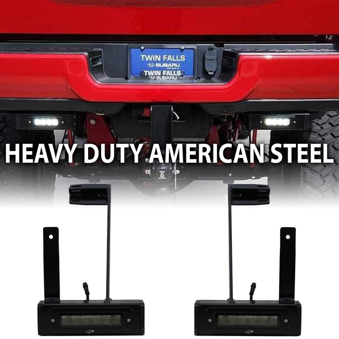 Race Sport - DHDHB17UP 2013-Current Dodge Ram 2500 Hitch Bar Reverse 7in LED Flood Lighting Heavy Duty Bolt-On Blacked Out Kit with Heated Lens and Dual End Light Cap