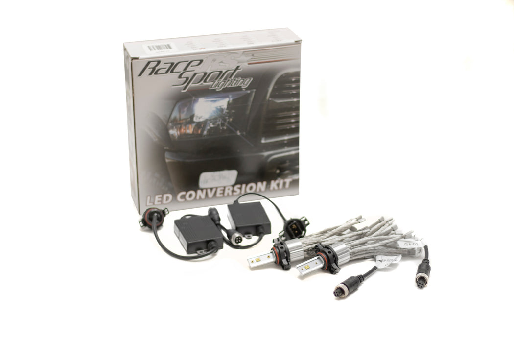 Race Sport - PSX26WG4LED Headlight Conversion Kit with 360 clock-able base, Focus Optics, and copper stranded rope heat sinks - Patent Approved Design