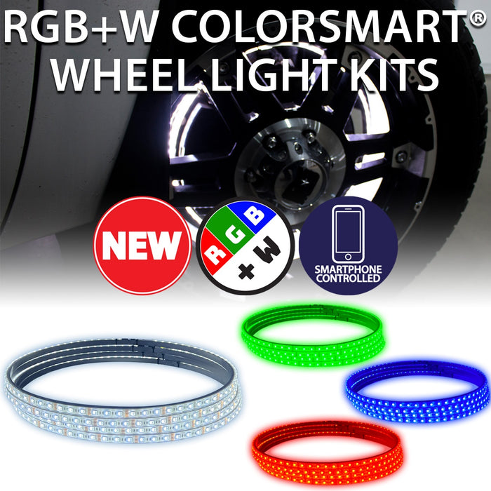 Race Sport - RSCSW15-RGBW RGBW ColorSMART Bluetooth Controlled 15.5inch Single Row LED Wheel Light Kits with Turn Signal and Brake Functions