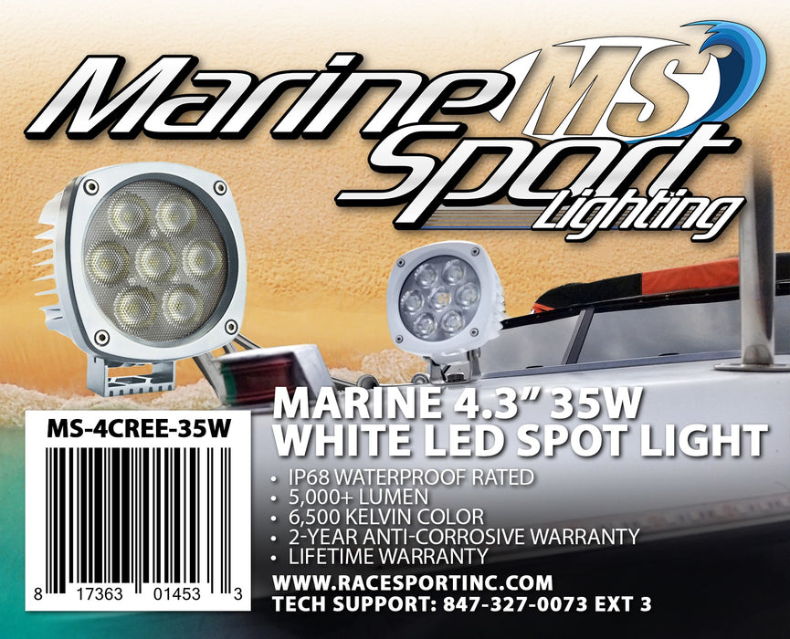 Race Sport MS4CREE35W - 4.3in Marine Spot/Docking Light 35W/5,000LM - Professional Grade