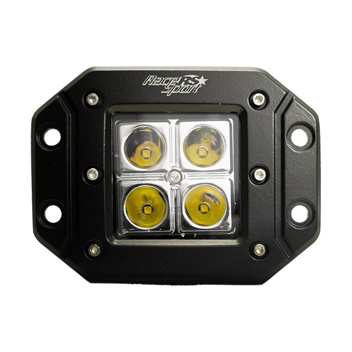 Race Sport RS12W4LEDFM - Flush Mount 12W 4 LED High-Powered 3x3 LED Spot Light