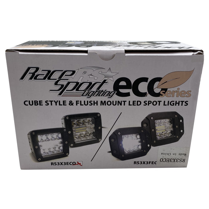 Race Sport RS3X3ECO - NEW - ECO-LIGHT LED High Power CUBE Style Auxiliary Lights (Sold as Pairs)