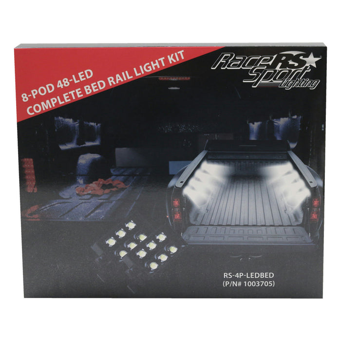 Race Sport RS4PLEDBED - 8-POD LED Complete Bed Rail Pod Lighting Kit 4 pods on left and 4 pods on right Race Sport Lighting