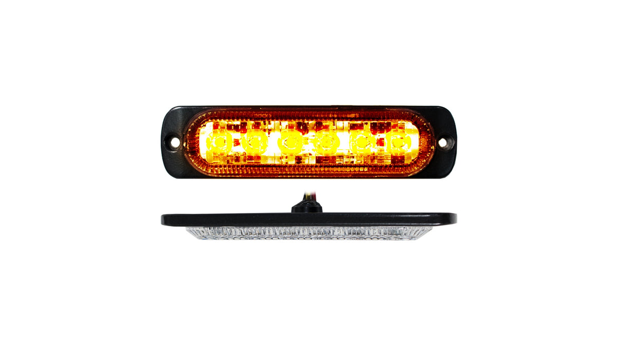 Race Sport RS70016A - 6-LED Ultra Slim Flush Mount 19-Flash Pattern Marker Strobe Light (Amber)