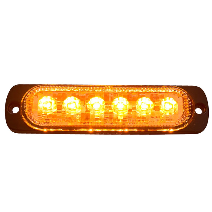 Race Sport RS70016A - 6-LED Ultra Slim Flush Mount 19-Flash Pattern Marker Strobe Light (Amber)