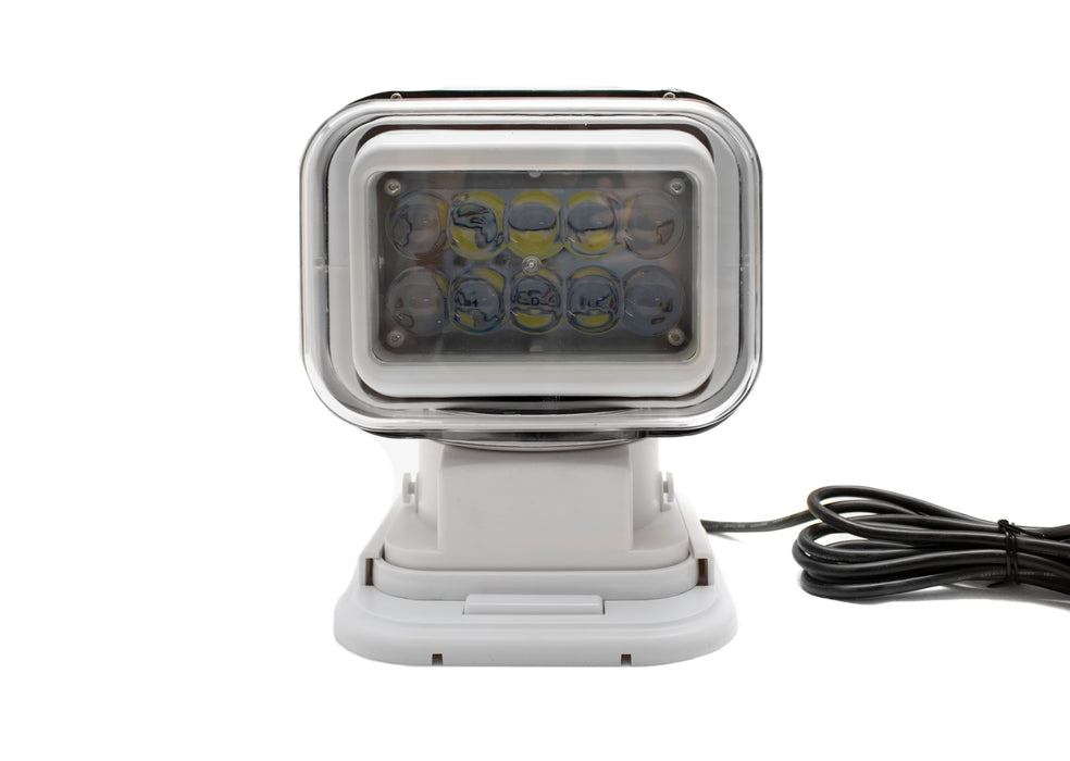 Race Sport RSM50WW - Motorized 50W LED Spot Light w/ Remote 360 degree / 120 vertical Swivel Functionality (White)