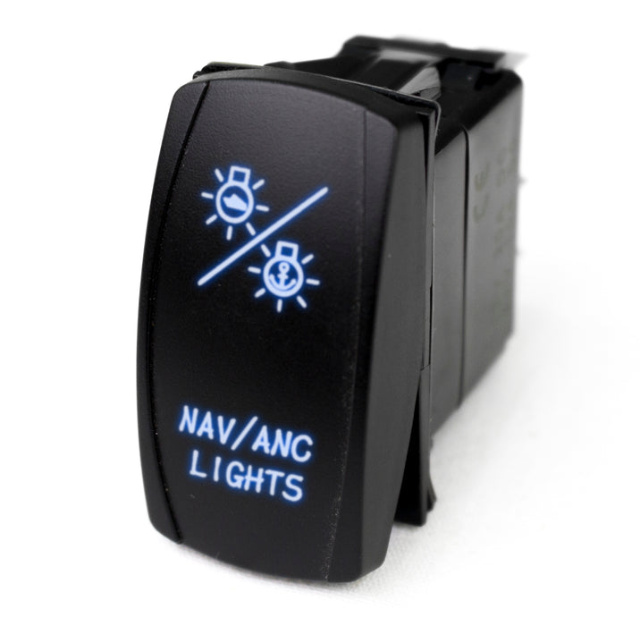 RaceSport - MSTLS27B - LED Rocker Switch w/ Blue LED Radiance (NAV Lights)