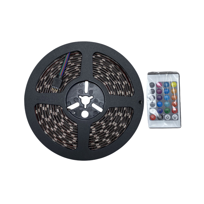 RaceSport - RS-16FT-5050-RGB - 16ft (5M) 20-Color RGB Multi-Color 5050 LED Custom Tape Strip w/ Remote - Includes NEW Heavy Duty 3M adhesive backing  IP66